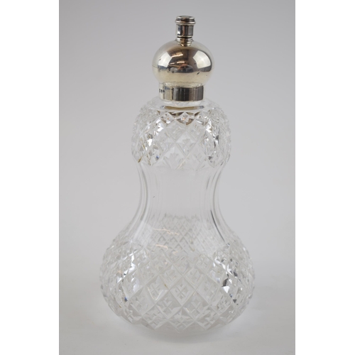 98 - Silver rose water perfume bottle, J Grinsell & Sons, London 1895, 17cm tall.