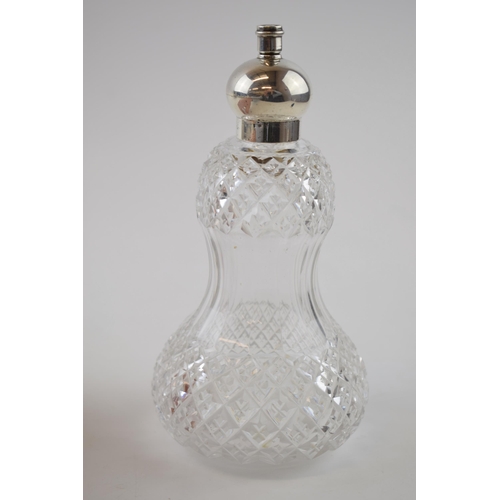 98 - Silver rose water perfume bottle, J Grinsell & Sons, London 1895, 17cm tall.