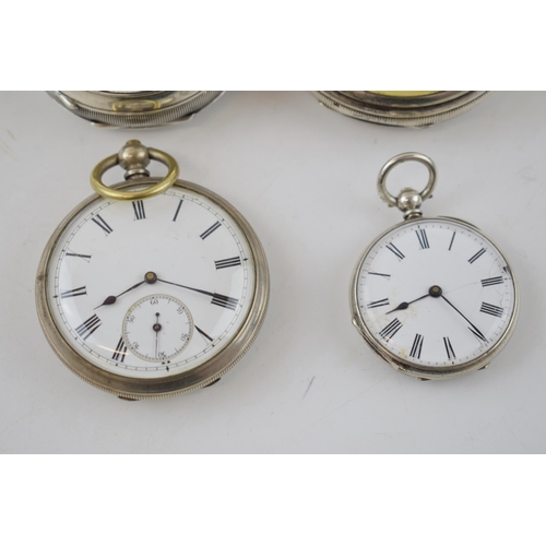 192 - A collection of silver pocket watches to include a Waltham example, an Improved Chronograph and 2 ot... 