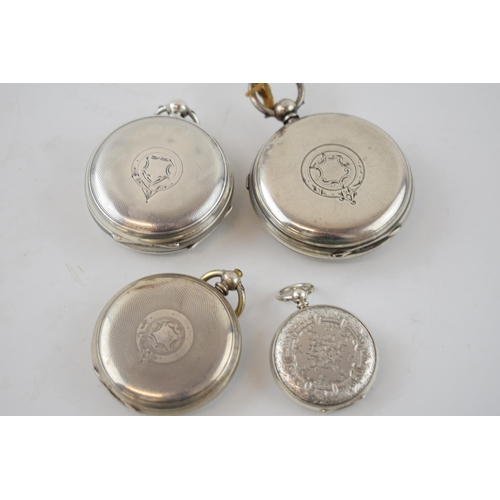 192 - A collection of silver pocket watches to include a Waltham example, an Improved Chronograph and 2 ot... 