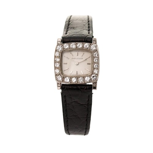 181 - Ladie's vintage 18ct white gold Jaeger Le Coultre cocktail watch, comprising a rectangular dial with... 