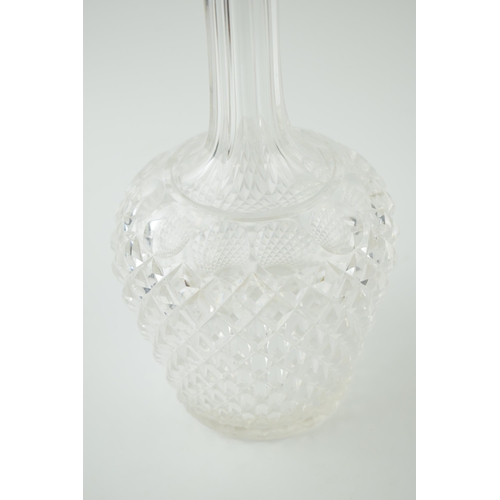 88 - Hallmarked silver large cut glass decanter, John Grinsell, London 1900, 35cm tall.