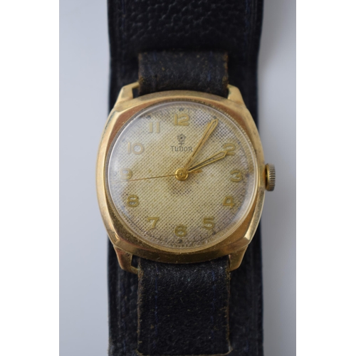 188 - Gentleman's vintage 9ct gold Tudor by Rolex wrist watch, comprising a round dial with applied numera... 