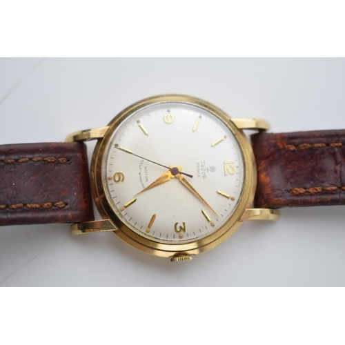 188A - Gentleman's boxed vintage 9ct gold Tudor Prince by Rolex automatic wrist watch, comprising a round d... 