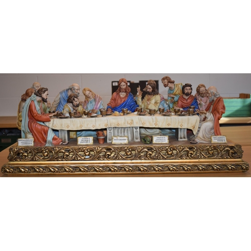 125A - Capo Di Monte figural group 'The Last Supper' by Cortese, 83cm wide.