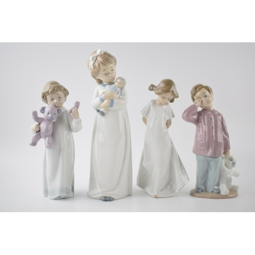 147 - Nao by Lladro figures to include Sleepy Head, girl with broken teddy bear, with 2 others (4).