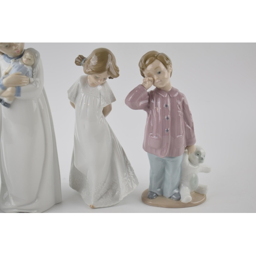 147 - Nao by Lladro figures to include Sleepy Head, girl with broken teddy bear, with 2 others (4).