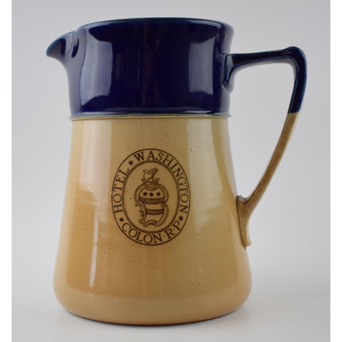 154 - Royal Doulton advertising jug, in two tone colours, Hotel Washington Colon RP, 22cm tall.