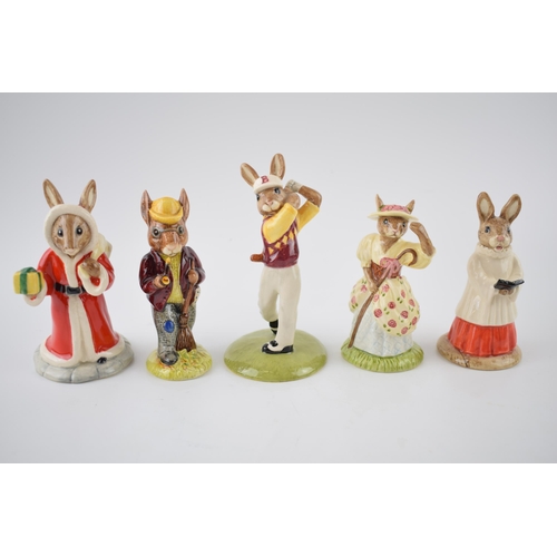 162 - Boxed Royal Doulton Bunnykins to include  Golfer, Father Christmas (limited edition), Little Bo Peep... 