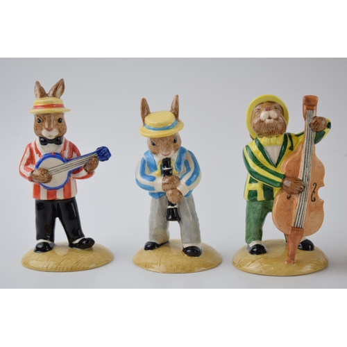 164 - Boxed Royal Doulton Bunnykins figures from the Jazz Band Collection to include the Clarinet Player D... 