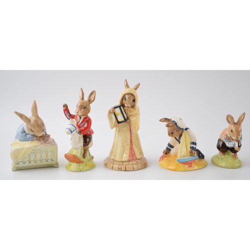 165 - Boxed Royal Doulton Bunnykins to include William, New Baby, Tom, Sands of Time and Sailor (5).