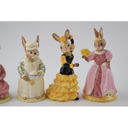 166 - Boxed Royal Doulton Bunnykins to include Vicar, Cinderella, Flamenco, Polly and Cook (5).