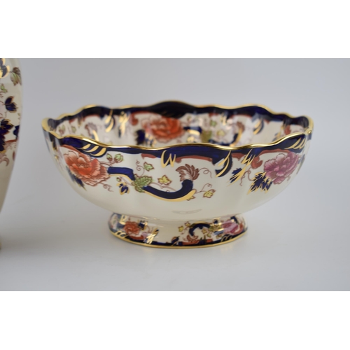 25 - Masons Ironstone vase and large bowl, 27cm diameter, in the Blue Mandalay pattern (2).