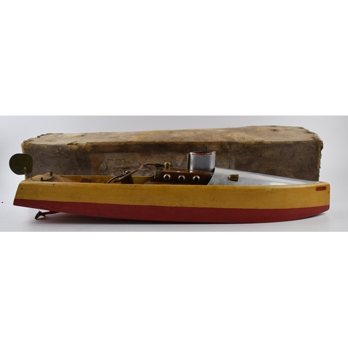 450 - Bowman Models 'Snipe' Steam Boat, live steam vintage toy in original box. Wooden boat with aluminium... 