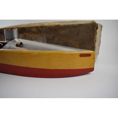 450 - Bowman Models 'Snipe' Steam Boat, live steam vintage toy in original box. Wooden boat with aluminium... 