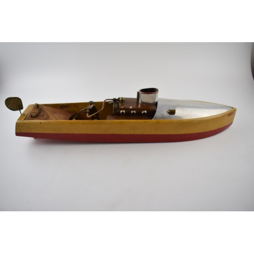 450 - Bowman Models 'Snipe' Steam Boat, live steam vintage toy in original box. Wooden boat with aluminium... 