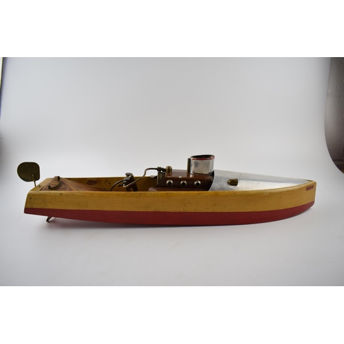 450 - Bowman Models 'Snipe' Steam Boat, live steam vintage toy in original box. Wooden boat with aluminium... 