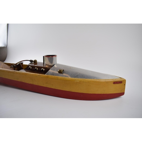 450 - Bowman Models 'Snipe' Steam Boat, live steam vintage toy in original box. Wooden boat with aluminium... 