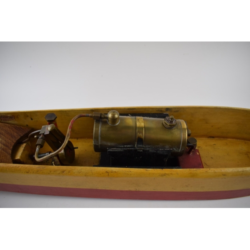 450 - Bowman Models 'Snipe' Steam Boat, live steam vintage toy in original box. Wooden boat with aluminium... 