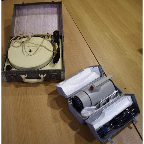 475 - A BSR portable record player together an ILFORD slide projector made in Japan. c1960s.