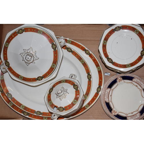 104 - Wedgwood dinner ware in the Nevarre pattern to include tureens, plates, serving platters and others ... 