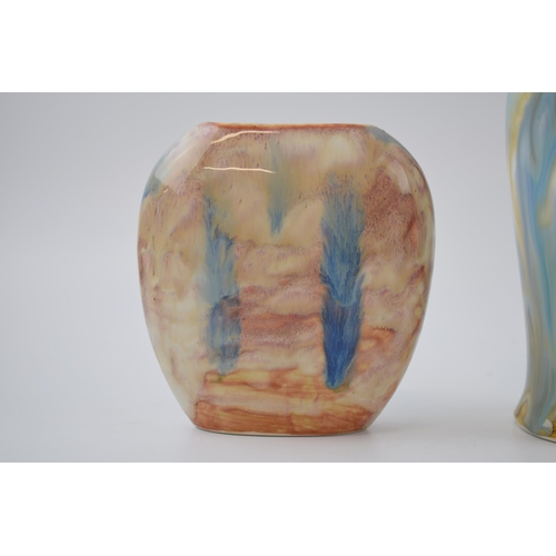 107 - Anita Harris Art Pottery vases in Stoneware glaze, one being a trial, 18cm tall, signed by Peter (2)... 