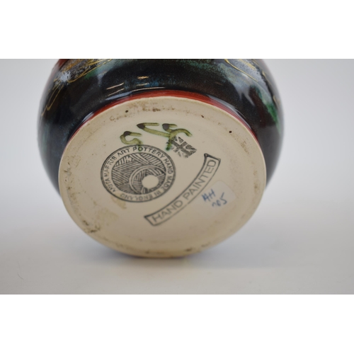 109 - Anita Harris Art Pottery vase, decorated with the Potteries Past design, 11cm tall, signed by Sam Jo... 