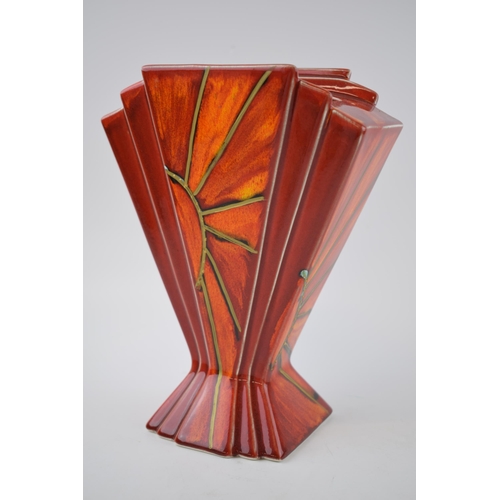 110 - Anita Harris Art Pottery fan vase, decorated in the Sunshine design, 1/1, 22cm tall, signed by Anita... 