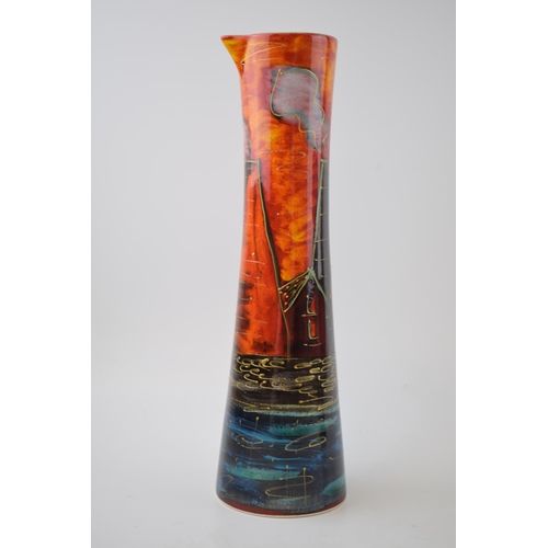 116 - Anita Harris Art Pottery tall vase with spout, decorated with the Potteries Past design, 32cm tall, ... 