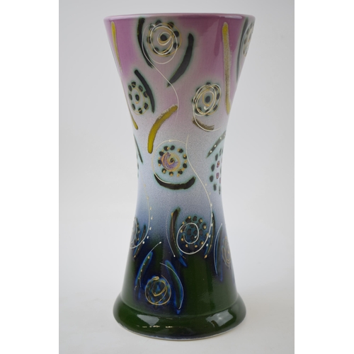 117 - Early Anita Harris Art Pottery vase, decorated with an abstract design, 25cm tall, signed by Anita.