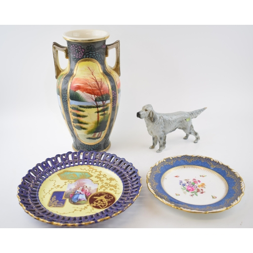 128 - Ceramics to include a Chelson China floral sprays cabinet plate, manufactored for Harrods of London,... 