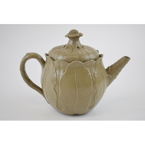 130 - Wedgwood cabbage teapot in grey stoneware style glaze, circa late 18th / early 19th century.