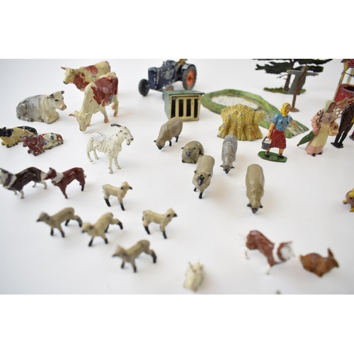 455 - A good collection of pre-war Britain's and similar manufacturers hollow-cast farm yard collectables.... 