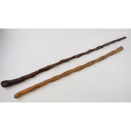 473 - A hand-carved stick of swagger stick length (69cm) bearing the inscription 'Oulton Park 1940' and cu... 