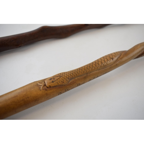 473 - A hand-carved stick of swagger stick length (69cm) bearing the inscription 'Oulton Park 1940' and cu... 