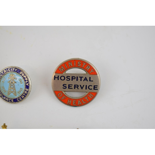 483 - A good collection of vintage enamel badges of nursing interest, Women's Institute, Air Raid Welfare,... 