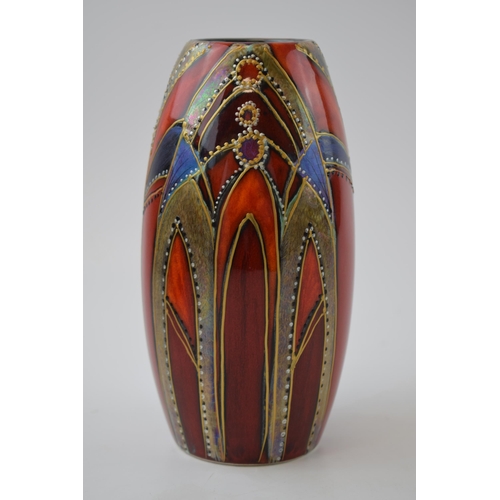 76 - Anita Harris Art Pottery skittle trial vase, decorated with 'St George's Windsor' pattern, 18cm tall... 