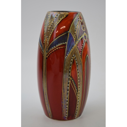 76 - Anita Harris Art Pottery skittle trial vase, decorated with 'St George's Windsor' pattern, 18cm tall... 