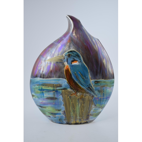 78 - Anita Harris Art Pottery large teardrop vase, decorated with a Kingfisher in deep lustre colours, 31... 