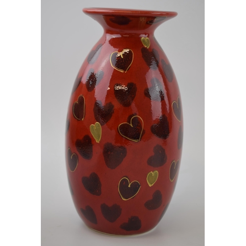 79 - Anita Harris Art Pottery vase, decorated with Hearts, 21cm tall.