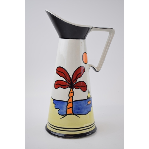 91 - Lorna Bailey jug in the Tropicana design, 27cm tall.