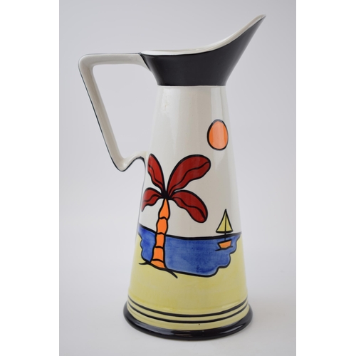 91 - Lorna Bailey jug in the Tropicana design, 27cm tall.