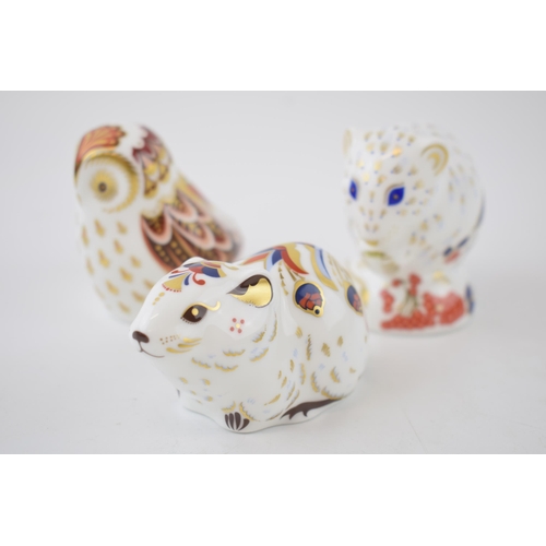10 - Three Royal Crown Derby paperweights, Owlet, Derby Dormouse and Bank Vole, all exclusive to the RCD ... 