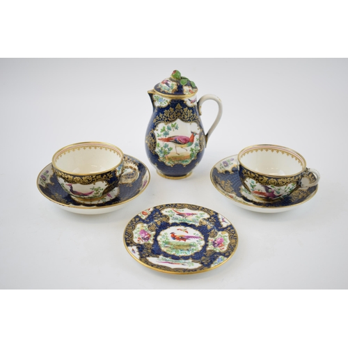 132D - Booths Silicon china, circa mid 19th century, to include a hot water jug with rose finial, 2 cups, 2... 