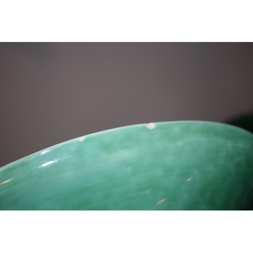 132K - A large collection of 19th century green glaze pottery to include Wedgwood and dishes with shells, f... 