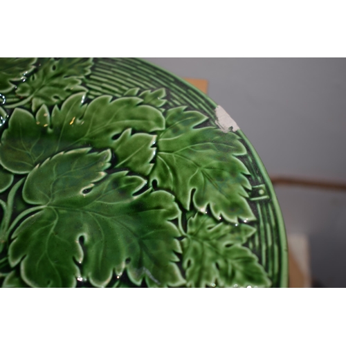 132K - A large collection of 19th century green glaze pottery to include Wedgwood and dishes with shells, f... 