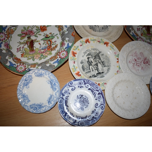 132N - A collection of 6 Masons Ironstone plates with floral design together with a collection of childs pl... 