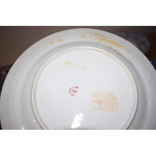 132U - 19th century blue and white transfer ware to include a Davenport armorial plate, dishes, plates and ... 