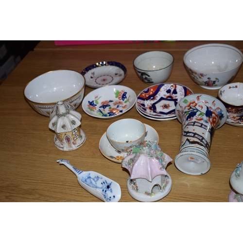 132Z - 19th century and later pottery to include pastel burners, a Spode relief sugar bowl, a continental c... 