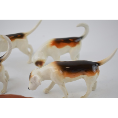 74X - Beswick hunting related animals to include 4 foxhounds and a fox (5).